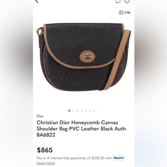 Vintage Christian Dior Honeycomb Canvas & Leather Flap Crossbody Bag - Picture 13 of 13